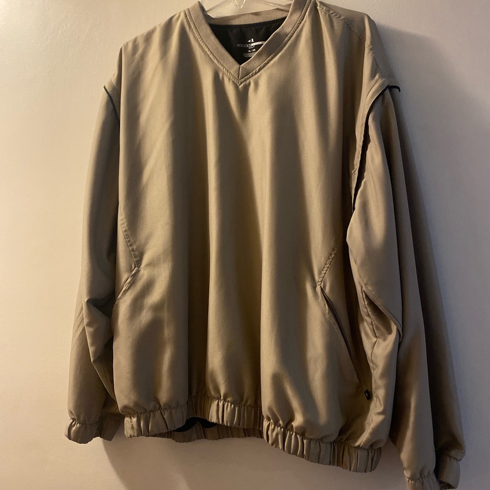 Men’s Grand Slam Tan V-Neck Pullover Golf Jacket